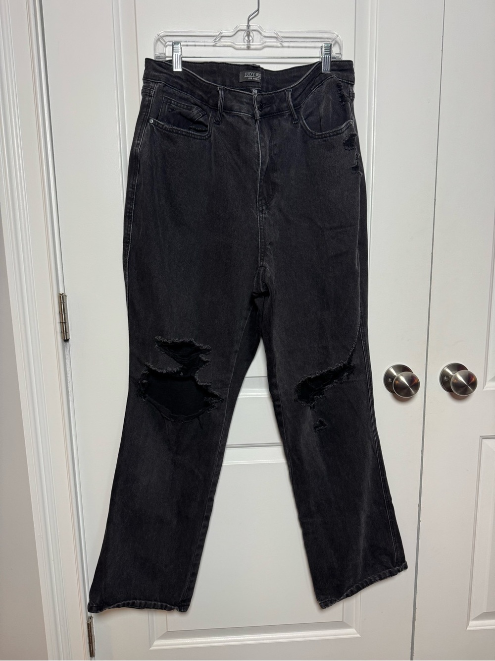 Judy Blue 18W Black Distressed High Rise Straight Leg Jeans Plus Size Stretch